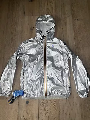 K-Way Le Vrai 3.0 Claudette Womens Windbreaker Waterproof Jacket Size M Silver • $50