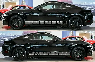 FOR FORD MUSTANG GT Side Door Skirt Vinyl Decals Graphics Sport Stripe Sticker • $28.38