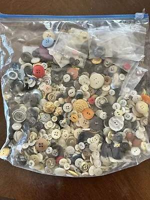 1 Pound! Vintage Lot Of Buttons All Sizes OLD Sewing Notions Assorted Colors • $15