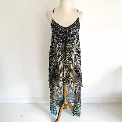 Camilla Women's Rapturous Silk Split Front Overlay Sleeveless Dress Kaftan Sz 1 • $249