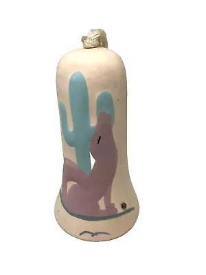 Vintage Hand Painted Southwest Bell Howling Coyote Cactus Pottery 5.5  • $9.99