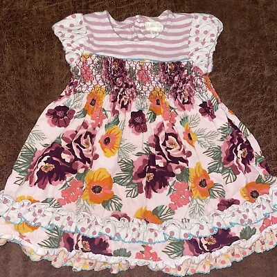 Matilda Jane Infant Girls Floral Tea Time Dress ONLY Size 12-18 Months Purple • $23.99