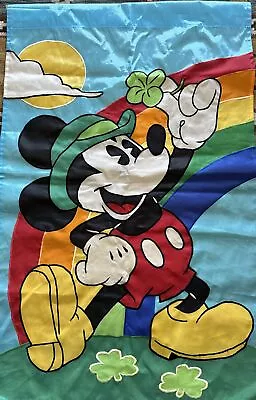 Disney Mickey Mouse St. Patricks Day Rainbow Shamrock Yard Flag Large • $26