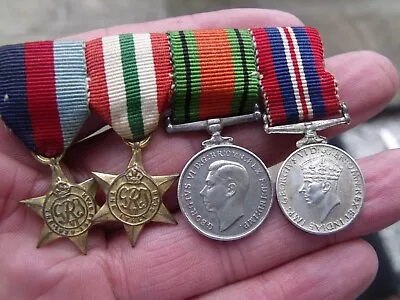 Ww2 Miniature Medal Group War & Defence 1939-45 & Italy Stars. • £25