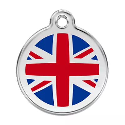 DOG TAGS UK FLAG Union Jack Red Dingo Engraved Cat ID Identity Discs (1UK) • £11.49