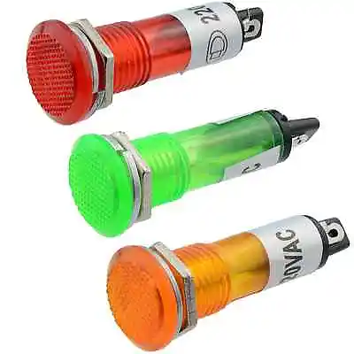 10mm Panel Indicator Warning Light 230V - Red / Green / Amber • £2.49