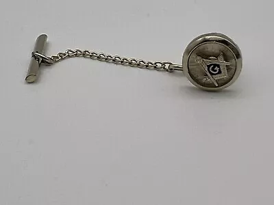 Vintage Masonic Square And Compass Silver Toned Metal Tie Tack • $10.95