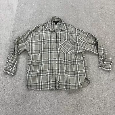 New Look Ladies Shirt Grey 12 Long Sleeve Buttoned Tartan Plaid Flannel Sparkly • £11.95