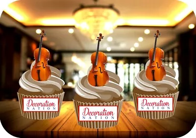 £2.85 • Buy Cello 12 Edible STANDUP Cake Toppers Decoration Birthday Music Instrument Notes 