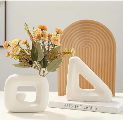 Ceramic Vases-Set Of 2 White Vase For Modern Home Decor • $19.99