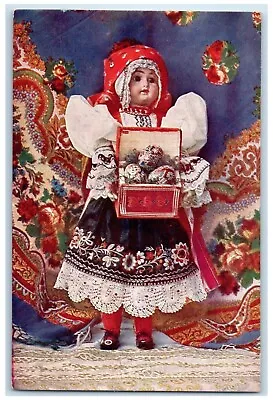 Easter Greetings Doll With Painted Eggs In Box Czechoslovakia Vintage Postcard • $12.97