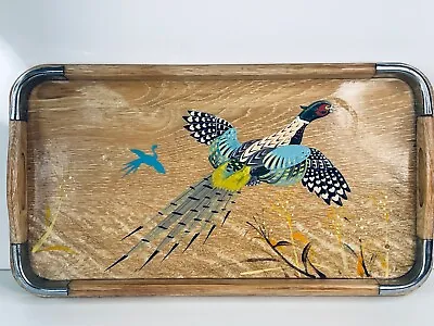 Vtg Mcm Standard Specialty Company Japan Pheasant Bird 12  Wood Serving Tray • $14.95