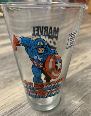 $8 • Buy 2011 Captain America Pint Glass Toon Tumbler Silver Age Marvel