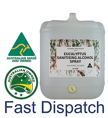 Eucalyptus Sanitising Alcohol Spray 80% 20 Litre • $95