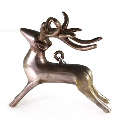 Vintage Christmas Buck Reindeer Ornament Silver Plate 4” X 4.5” Collectable • $12.50