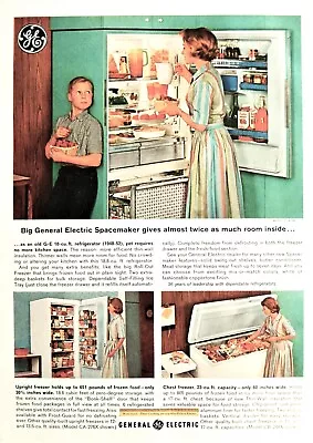 GE Refrigerator Freezer Ad Vintage 1963 Spacemaker Original Advertisement • $13.45