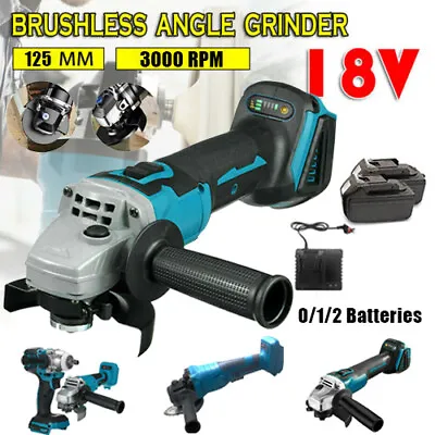 18V 100/125mm Li-ion Electric Cordless Brushless Angle Grinder For Makita Batter • £59.99