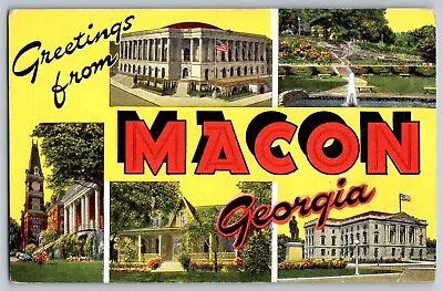 Macon Georgia GA - Greetings - The Landmarks - Vintage Postcard - Unposted • $5.94