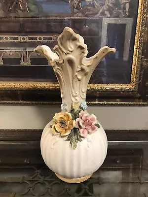 Rare BIG Vintage Italy Capodimonte Flower Vase 12.5  • $99