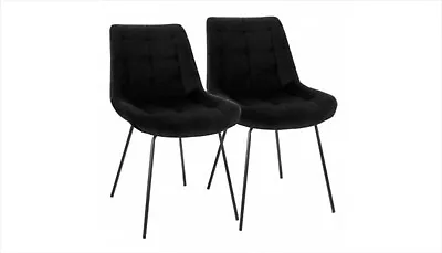 Elama 2 Piece Tufted Chair In Black With Metal Legs • $151.99