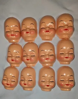 12 Vintage White Doll Hallow Doll Heads Faces Sleeping Eyes • £22.80