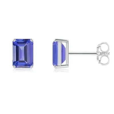 Sterling Silver Genuine Tanzanite Emerald Cut Gemstone 4.00CT Women's Earrings • $11.99