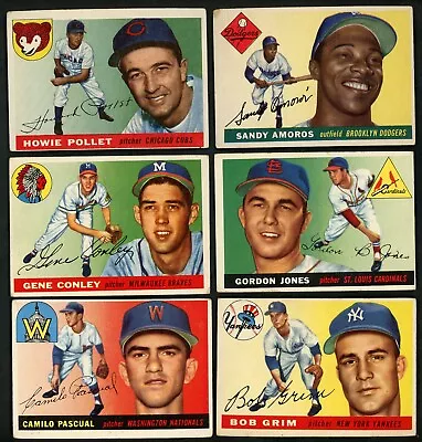 LOT Of (11) 1955 Topps Baseball Cards Dodgers Cubs Cardinals Yankees Braves A's • $12.10