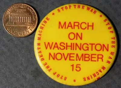 1969 Hippy Protest Moratorium To End Vietnam War Peace March On Washington Pin-- • $9.99