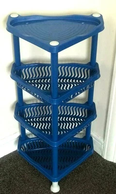 £10.42 • Buy 4 TIER Bathroom Corner Shelf Storage Unit Freestanding Caddy Plastic, COLOR BLUE
