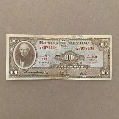 Mexican 100 Pesos Billetes 1972 Mexico Currency Banknote Paper Money Memorabilia • $15.95