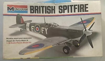 Vintage Monogram British Spitfire Airplane Model Kit - #6801 - 1/48 - 1973 • $15