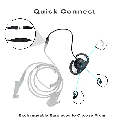 Interchangeable Quick Connect PTT Earpiece Set For Motorola Radios APX900 • $20.50
