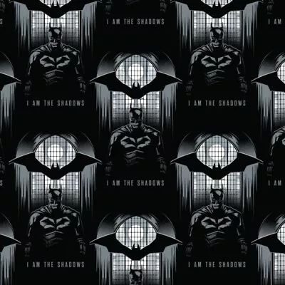 100% Cotton Fabric Camelot Batman I Am The Shadows Logo • £7.50