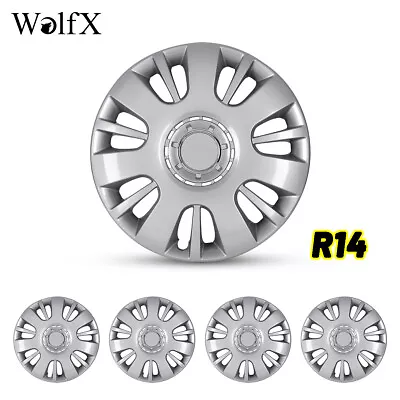 14  4Pcs Set Wheel Covers Snap On Full Hub Caps Glossy Silver For R14 Tire & Rim • $38.99