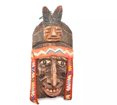 Tobacco VTG Cigar Store Indian Chief Mask Wall Plaque  Collectible Carved Wood • $184.15