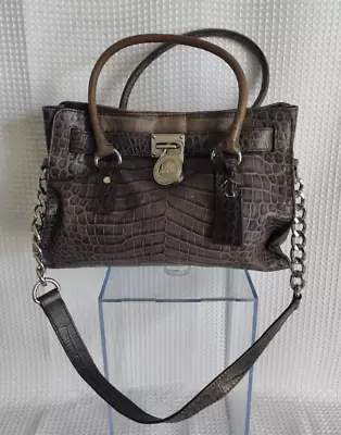 MICHAEL Michael Kors Grey Croc Embossed Leather Large Hamilton North South Tote • $99