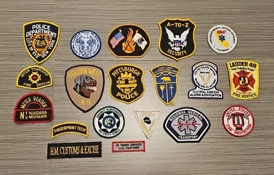Various POLICE - EMT -  SECURITY - FIREFIGHTER - Crests / Patches - LOT Of 19 • $15