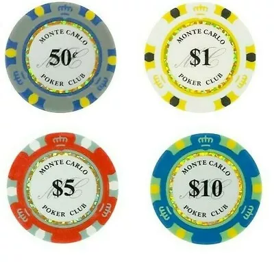 CASH GAME Monte Carlo Smooth Poker Chips Bulk - Perfect For .50/$1 Blinds NEW • $99.99