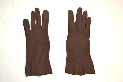 Kislav Suede Leather Chocolate Brown Vintage Ladies Gloves Size 5 France Unlined • $2.49