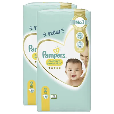 $45 • Buy 2x 52pc Pampers Premium Protection Baby Nappies Unisex Diapers Size 2 4-8kg