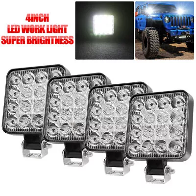 48W LED Work Light Truck OffRoad Tractor Flood Lights 12V 24V Square 4 Inch • $48.64