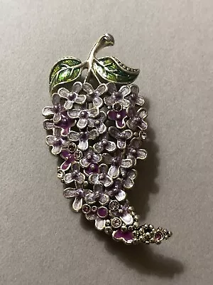 Classic Monet Wisteria Cluster Purple Enamel Ladies Pin 2 1/4” • $12