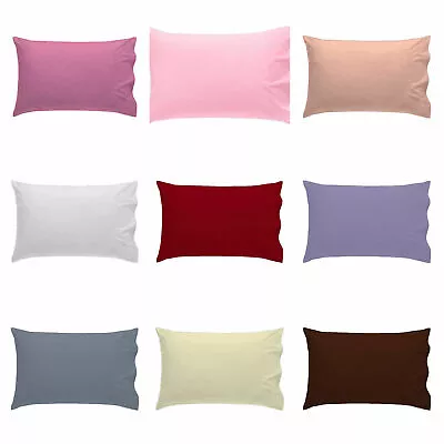 2X PILLOW CASE Luxury POLY COTTON 40cm X 60CM PAIR PACK COT PILLOWCASE • £2.99