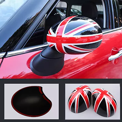 2 X  Union Jack UK Flag Mirror Covers For MINI Cooper R55 R56 R57 Black/Red T1 • $31.69