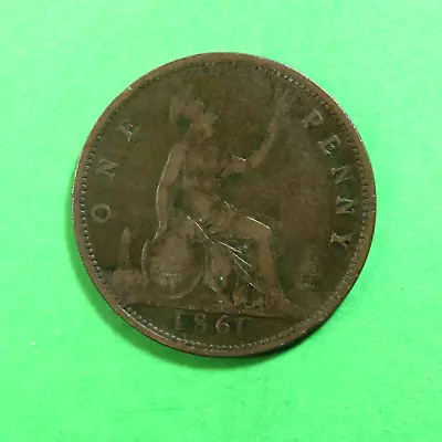 1861 Queen Victoria Penny Good Detail With Some Toning Issues SNo49972 • £7.95