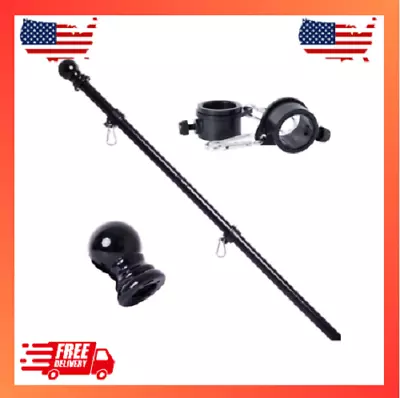 Flag Pole Kit For Outside House 6ft Stainless Steel Black Flagpole Wall Mounted • $13.79