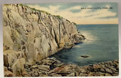 Bald Head Cliffs York ME Maine Vintage Linen Postcard • $2.95