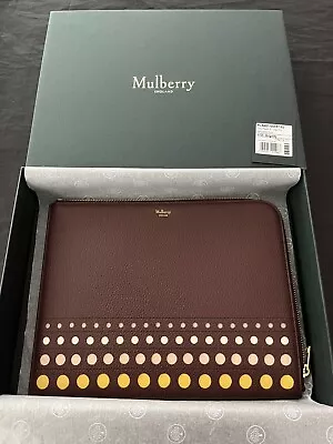 Brand New  Mulberry Perforated Dots Burgundy Zipped Clutch Tech Travel Pouch Bag • £130