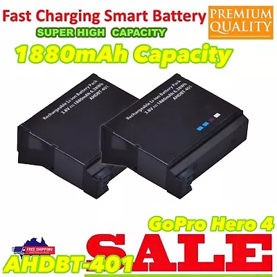 2x 1880mAh Battery For GoPro Hero 4 4+ Action Camera 335-06532-000 AHDBT-401 • $27.55