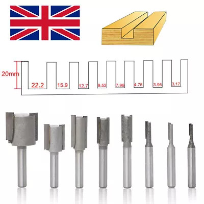 £7.88 • Buy 8Pcs 1/4 Shank Straight Slotted Router Bit For Woodworking Cutter Set 6.35mm UK